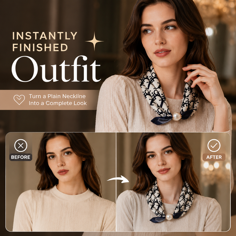 Effortless Glamour: Pop-On Pearl Necklace Scarf ✨