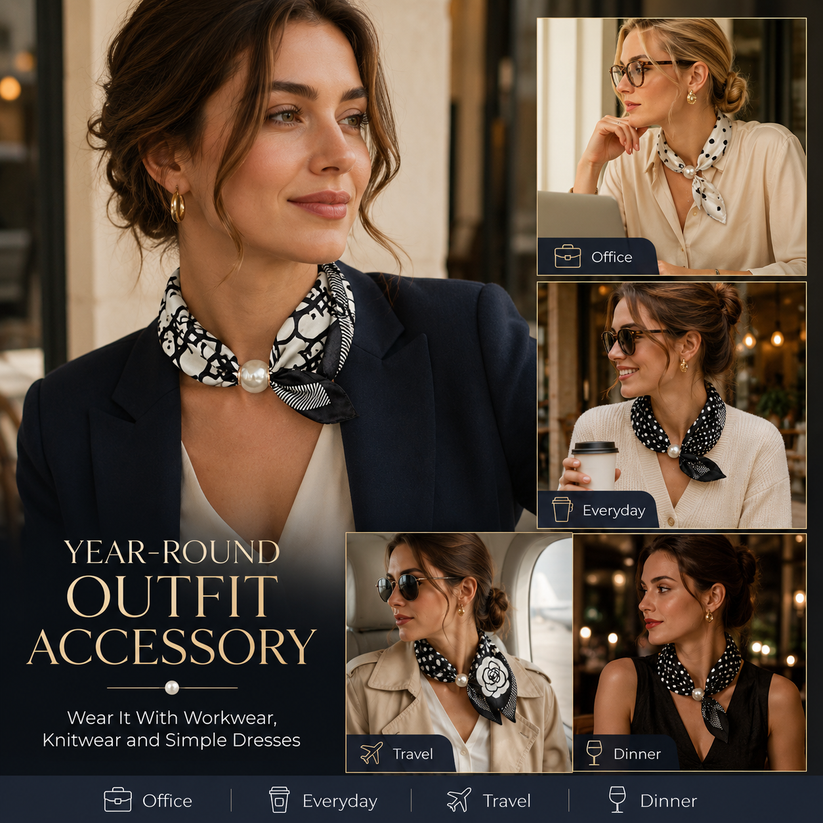 Effortless Glamour: Pop-On Pearl Necklace Scarf ✨