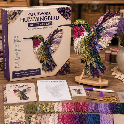 Beginner Friendly ✨ 3D Patchwork Bird DIY Craft Kit – Create a Layered Fabric Bird Worth Displaying