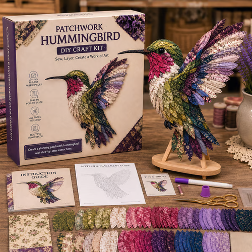 Beginner Friendly ✨ 3D Patchwork Bird DIY Craft Kit – Create a Layered Fabric Bird Worth Displaying