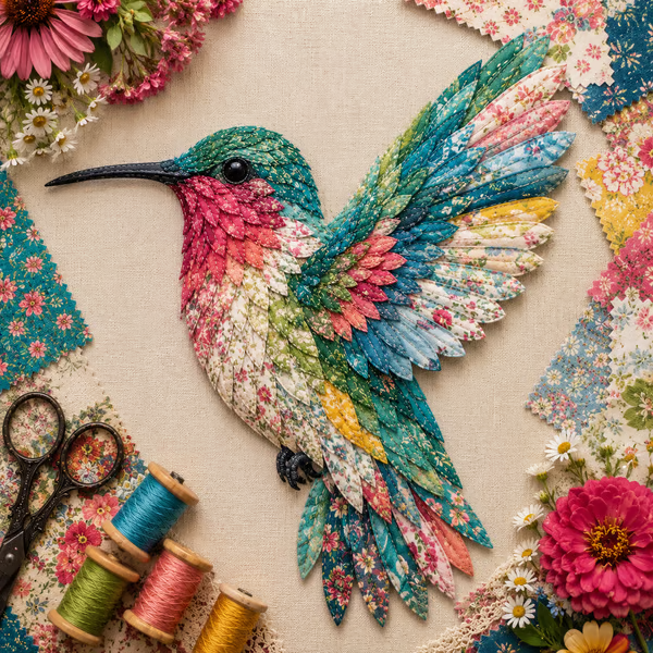 Beginner Friendly ✨ 3D Patchwork Bird DIY Craft Kit – Create a Layered Fabric Bird Worth Displaying