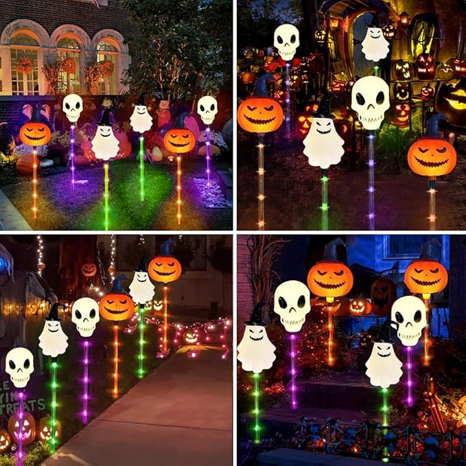 Halloween Solar Set - 6-pack decorative solar lights - pumpkin, ghost & skull