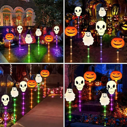 Halloween Solar Set - 6-pack decorative solar lights - pumpkin, ghost & skull