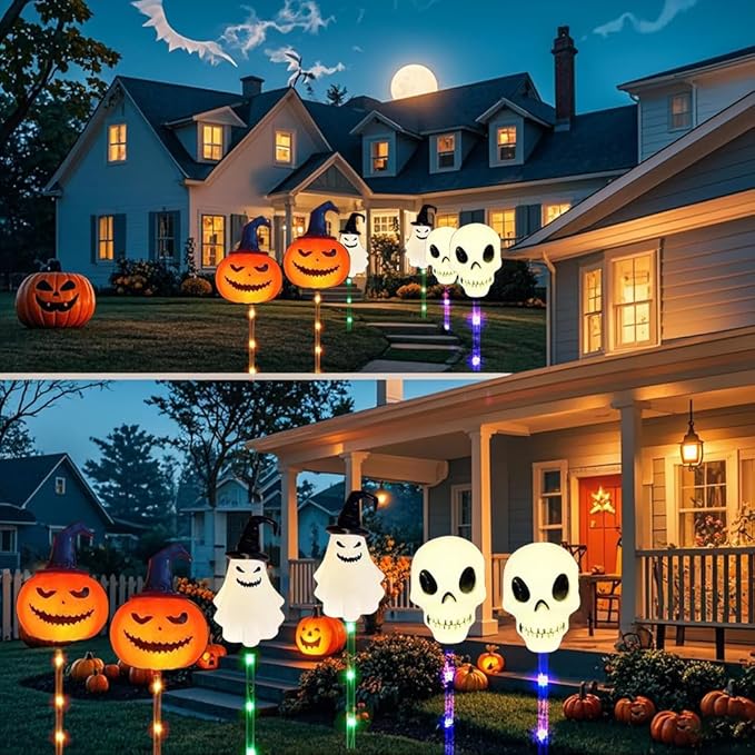 Halloween Solar Set - 6-pack decorative solar lights - pumpkin, ghost & skull