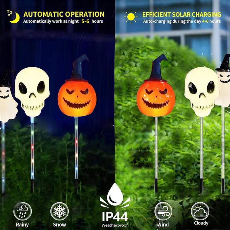 Halloween Solar Set - 6-pack decorative solar lights - pumpkin, ghost & skull