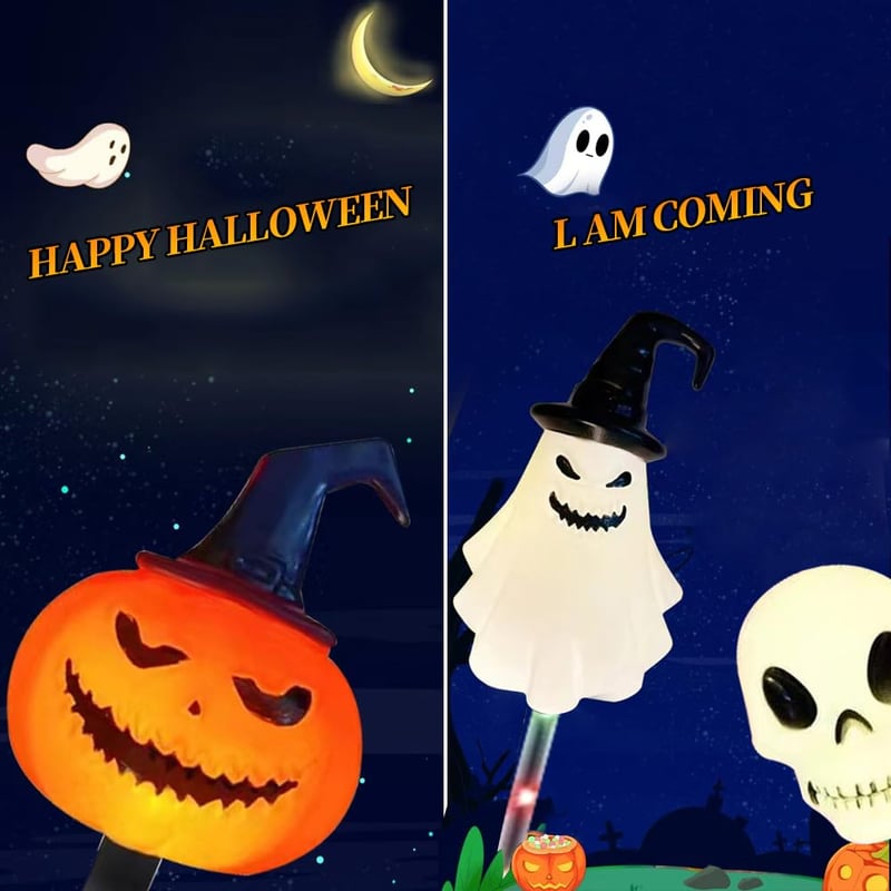 Halloween Solar Set - 6-pack decorative solar lights - pumpkin, ghost & skull