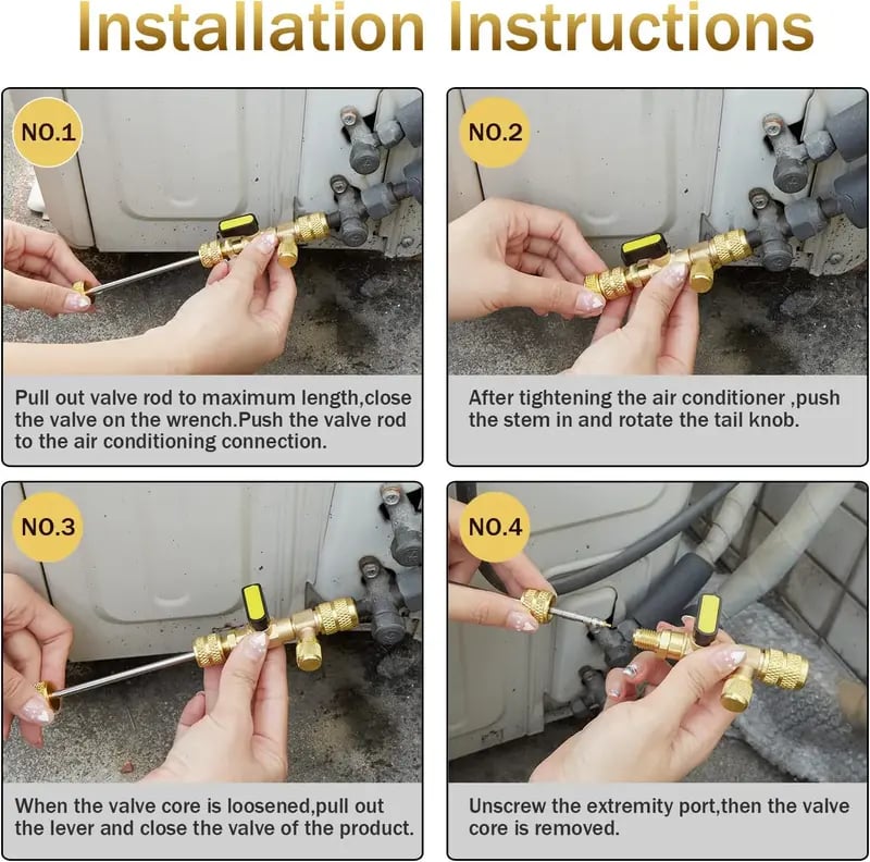 Universal AC Valve Core Remover Tool for Automotive & Household HVAC/R Systems