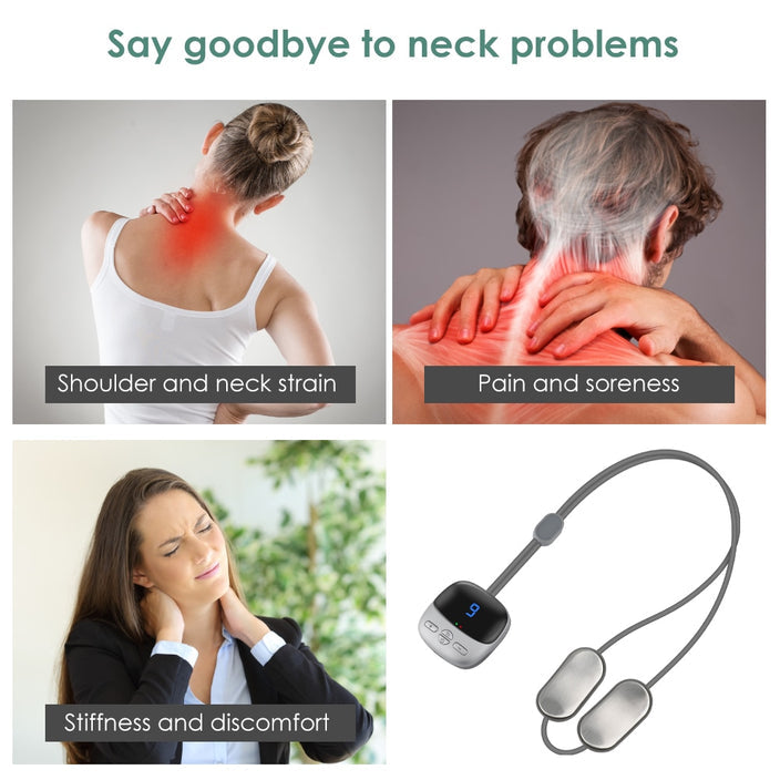 Smart TENS + EMS Mini Rechargeable Neck Massager with Heat Therapy