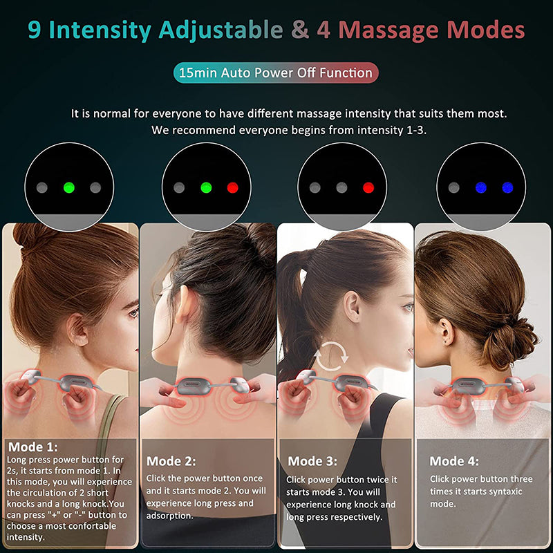 Smart TENS + EMS Mini Rechargeable Neck Massager with Heat Therapy
