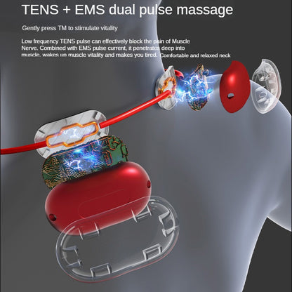 Smart TENS + EMS Mini Rechargeable Neck Massager with Heat Therapy