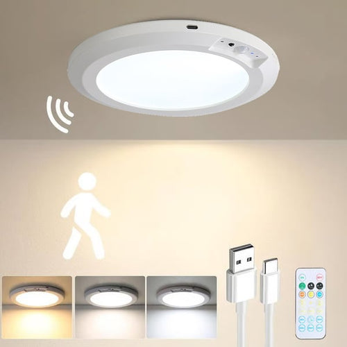 Magnetic 3-Color Rechargeable LED Ceiling Light with Remote