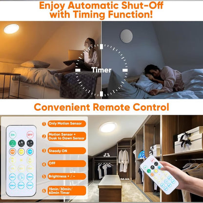 Magnetic 3-Color Rechargeable LED Ceiling Light with Remote