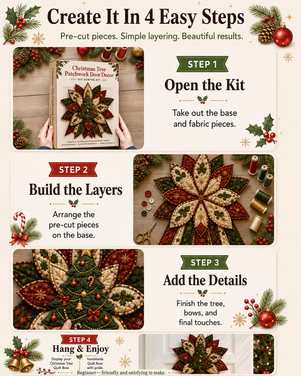 🎄Beginner-Friendly Oversized Christmas Character Quilted Door Hanger Sewing Kit| Complete Kit with All Tools & Step-by-Step Guide Included