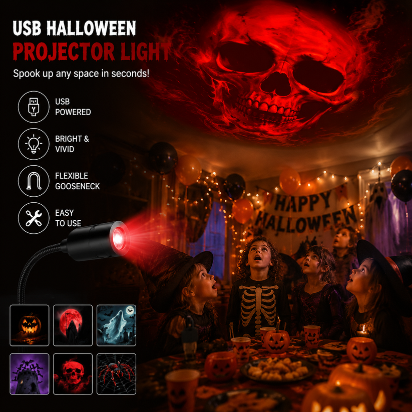 Plug-and-Play HD Halloween Horror Projector