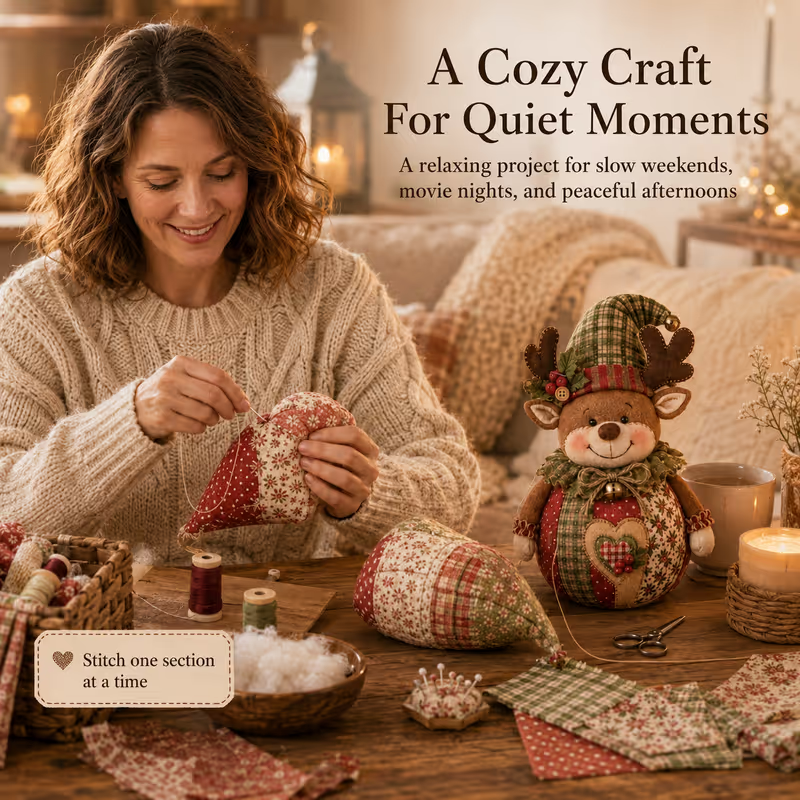 🎄🎅Patchwork Fabric Doll DIY Kit | ✨Create a Cozy Handmade Character for Every Season!