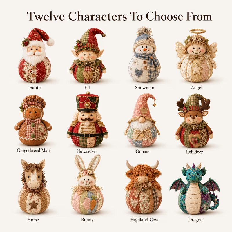🎄🎅Patchwork Fabric Doll DIY Kit | ✨Create a Cozy Handmade Character for Every Season!
