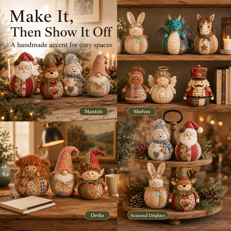 🎄🎅Patchwork Fabric Doll DIY Kit | ✨Create a Cozy Handmade Character for Every Season!
