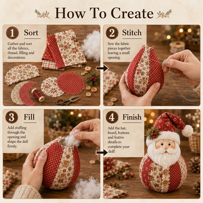 🎄🎅Patchwork Fabric Doll DIY Kit | ✨Create a Cozy Handmade Character for Every Season!