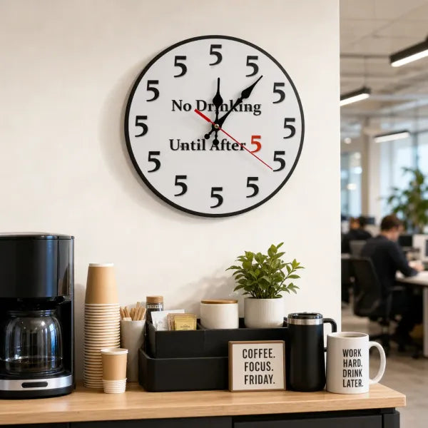 Funny "No Drinking Until After 5" Round Wall Clock
