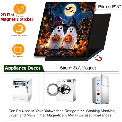 👻💀Reusable Halloween-Themed Magnetic Dishwasher Cover – Kitchen Decor for a Spooky Atmosphere