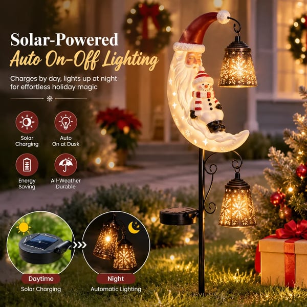 Christmas Moon Solar Stake Light