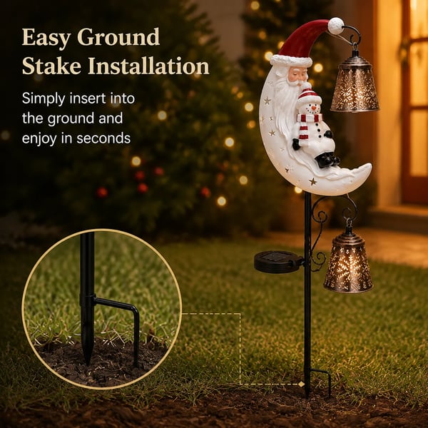 Christmas Moon Solar Stake Light