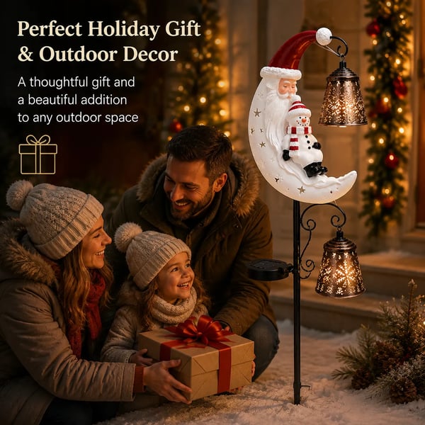 Christmas Moon Solar Stake Light