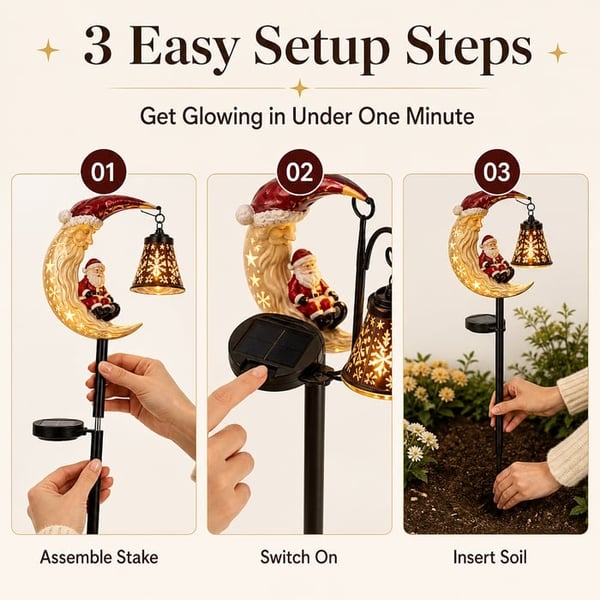 Christmas Moon Solar Stake Light