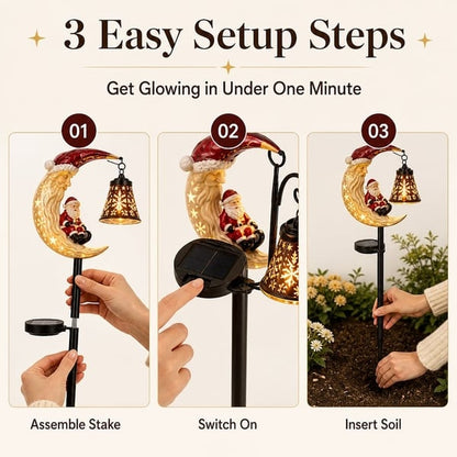 Christmas Moon Solar Stake Light