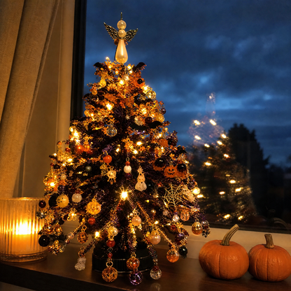 DIY Halloween Christmas Beaded Tree Kit, Handmade Festive Crystal Bead Ornament Set for Home Xmas Tree Decoration