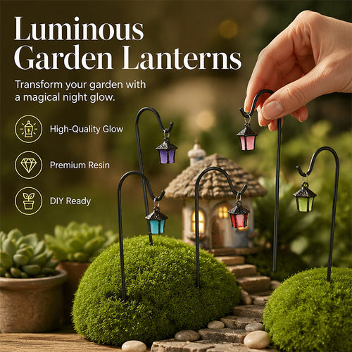 🌙 7-Pack Glow-in-the-Dark Mini Lantern Stakes - Magical Garden Decor