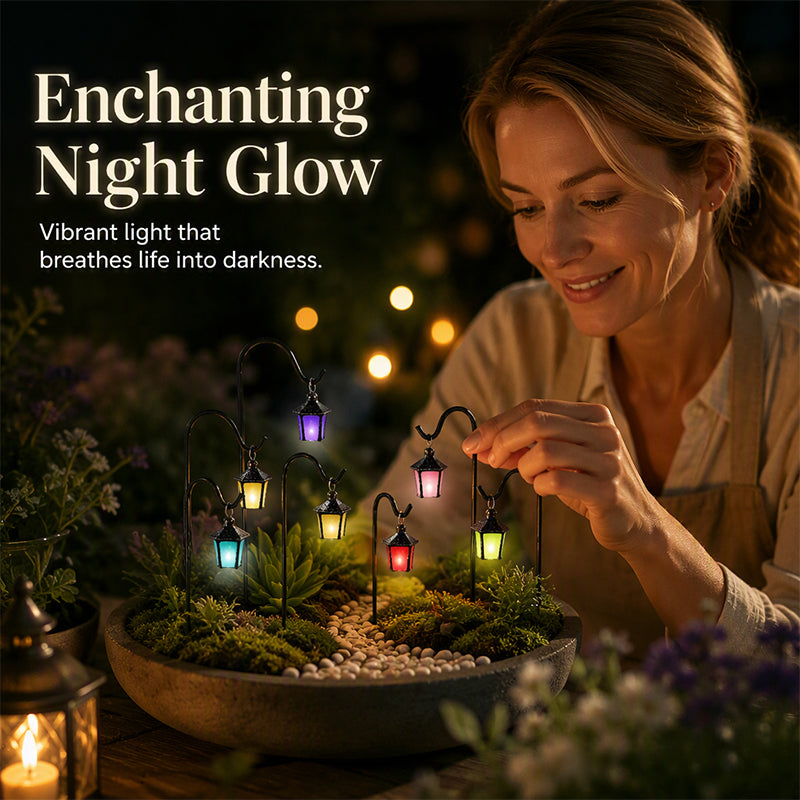 🌙 7-Pack Glow-in-the-Dark Mini Lantern Stakes - Magical Garden Decor