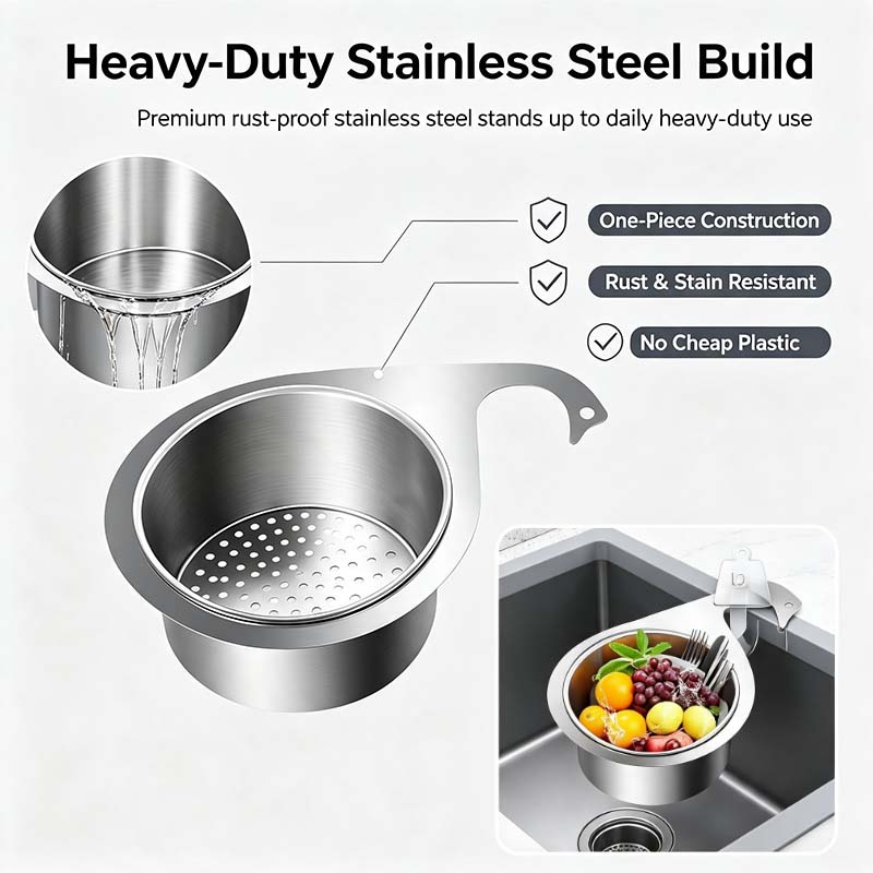 🦢💧Stainless Steel Swan Sink Strainer Basket.