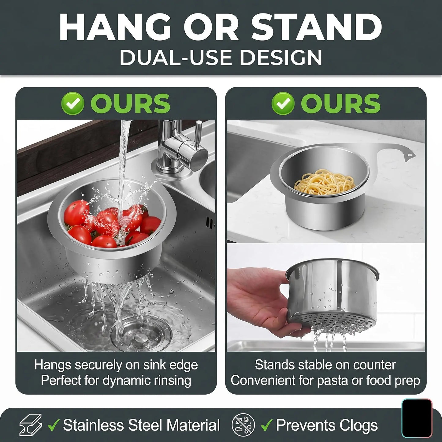 🦢💧Stainless Steel Swan Sink Strainer Basket.
