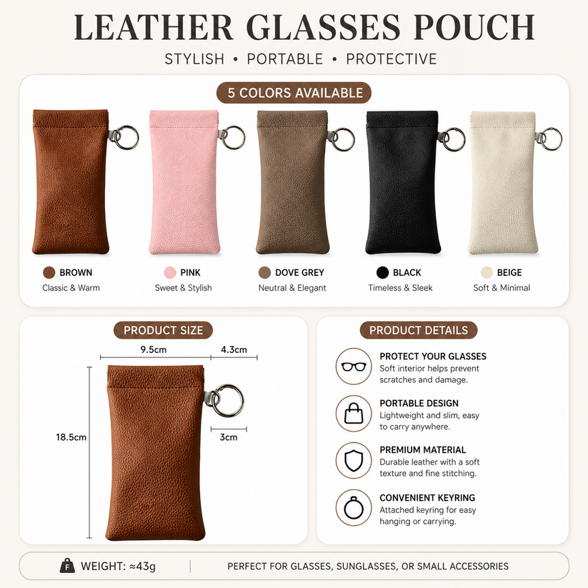 👓Elastic Opening PU Leather Sunglasses Pouch