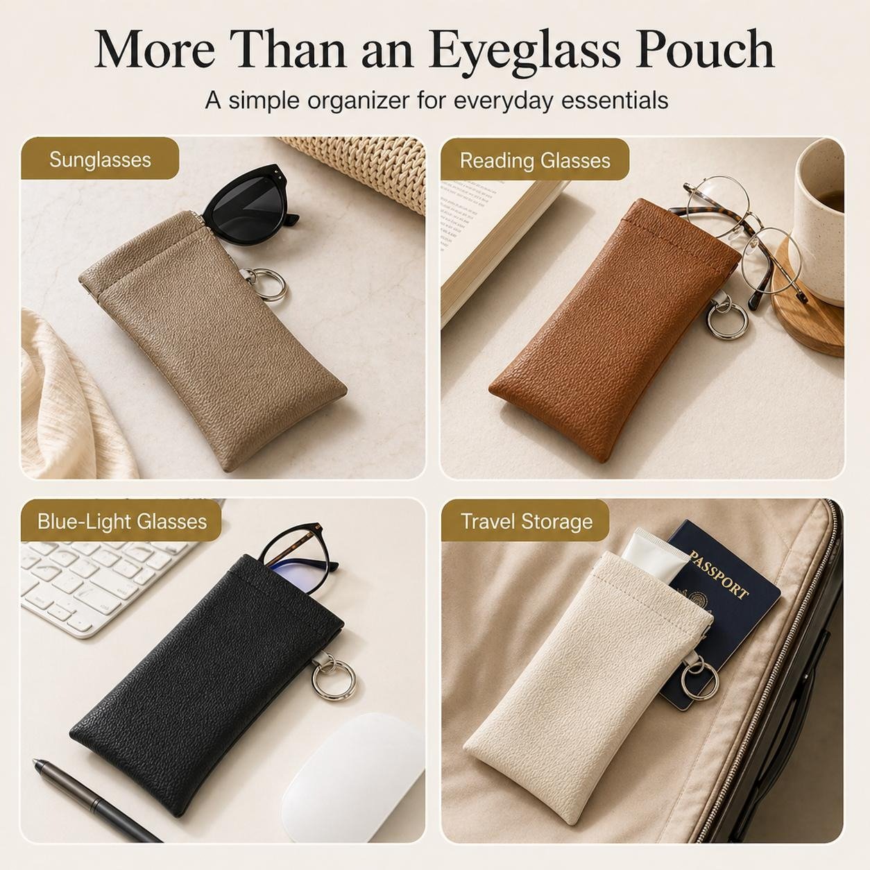 👓Elastic Opening PU Leather Sunglasses Pouch