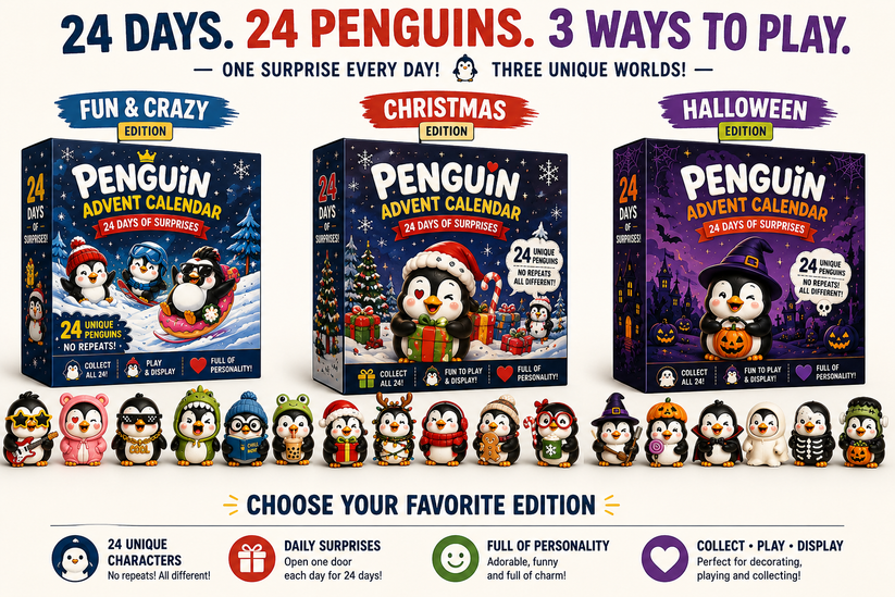  24 Days of Penguin Surprises Advent Calendar – 24 Unique Penguins, 3 Fun Editions