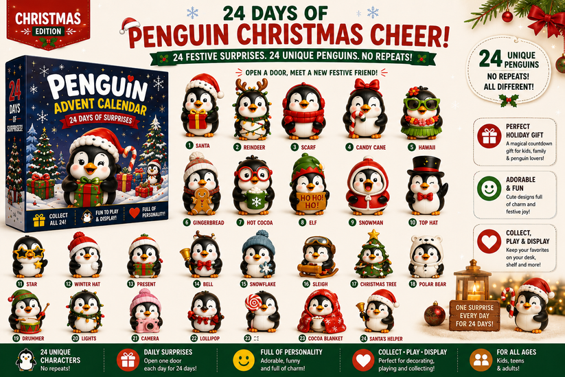  24 Days of Penguin Surprises Advent Calendar – 24 Unique Penguins, 3 Fun Editions