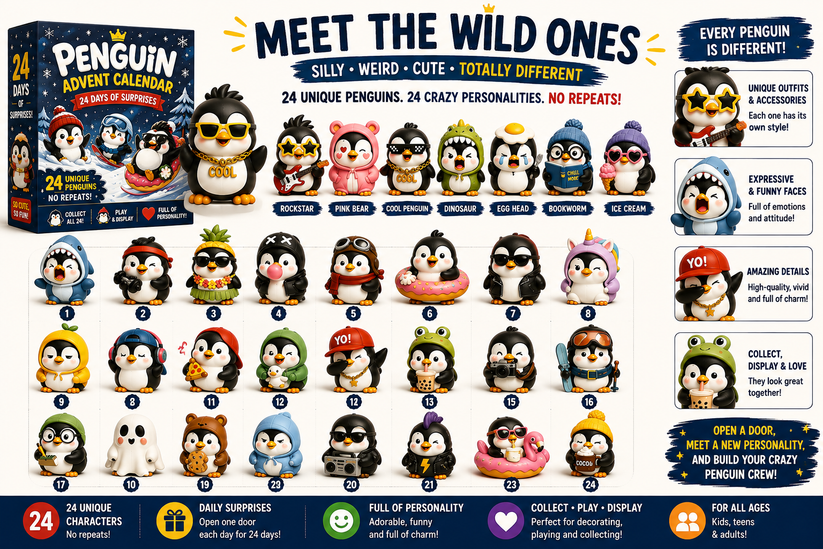  24 Days of Penguin Surprises Advent Calendar – 24 Unique Penguins, 3 Fun Editions