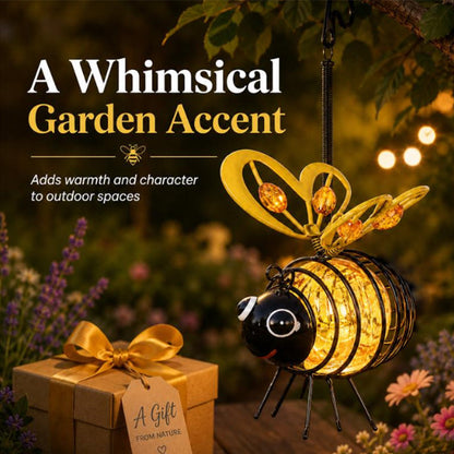 🐝 Hanging Solar Bee Light – Warm Amber Garden Glow