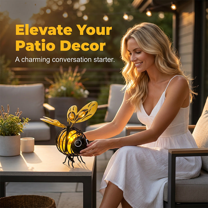 🐝 Hanging Solar Bee Light – Warm Amber Garden Glow