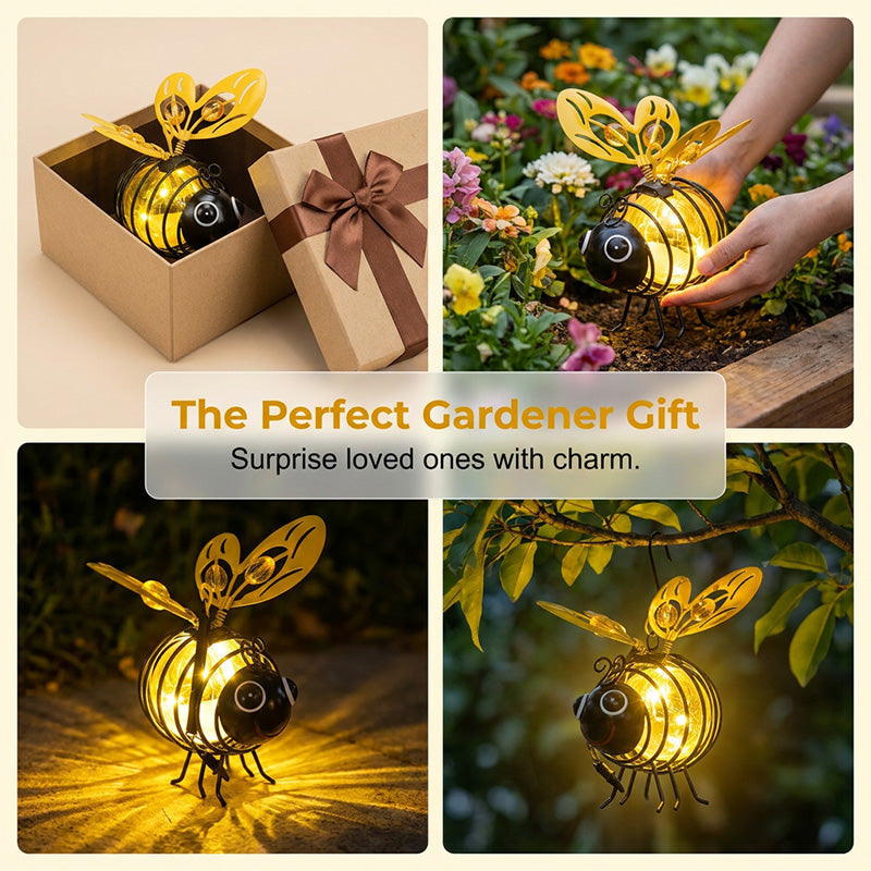 🐝 Hanging Solar Bee Light – Warm Amber Garden Glow