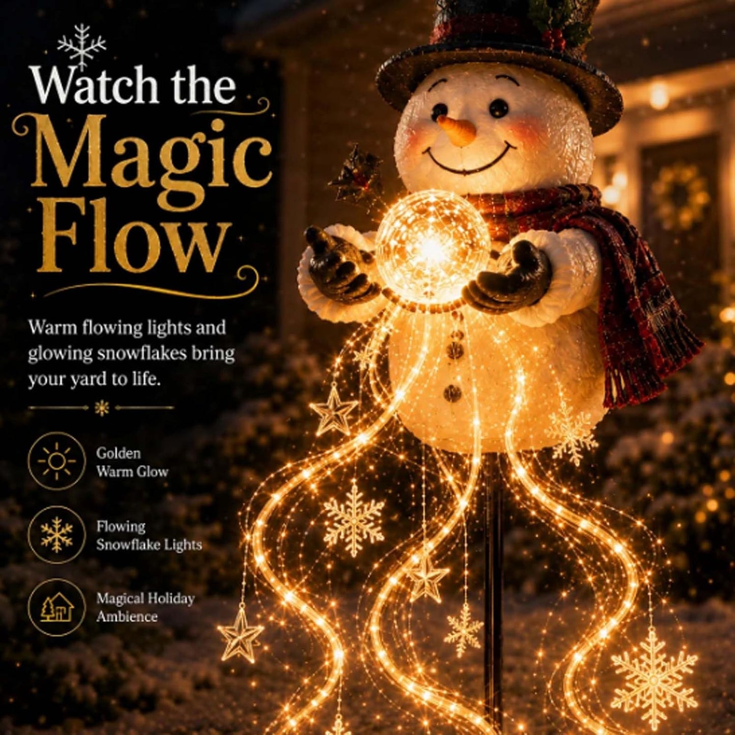 ⛄Snowman Magic Fountain - Flowing Snowflake LED Christmas Garden Light