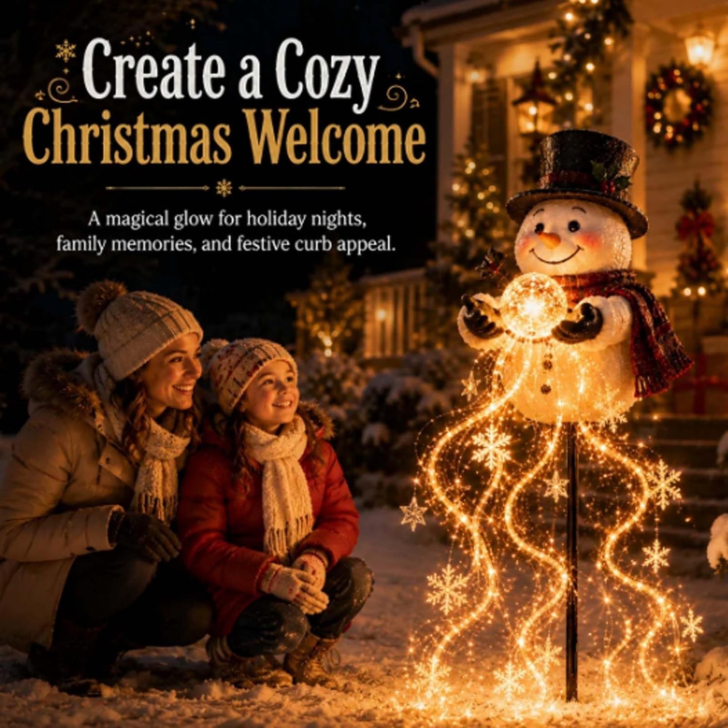 ⛄Snowman Magic Fountain - Flowing Snowflake LED Christmas Garden Light