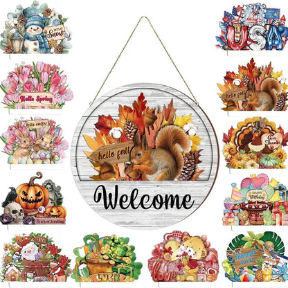 12 Pcs&16 Pcs Interchangeable Welcome Sign for Front Door