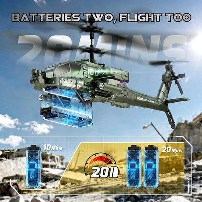 Remote Control Helicopter 2.4GHz Apache Military Army Helicopter Toys