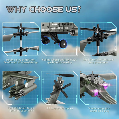 Remote Control Helicopter 2.4GHz Apache Military Army Helicopter Toys