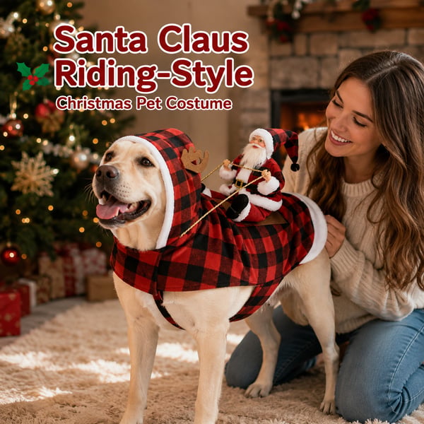 Santa Rider Pet Christmas Costume