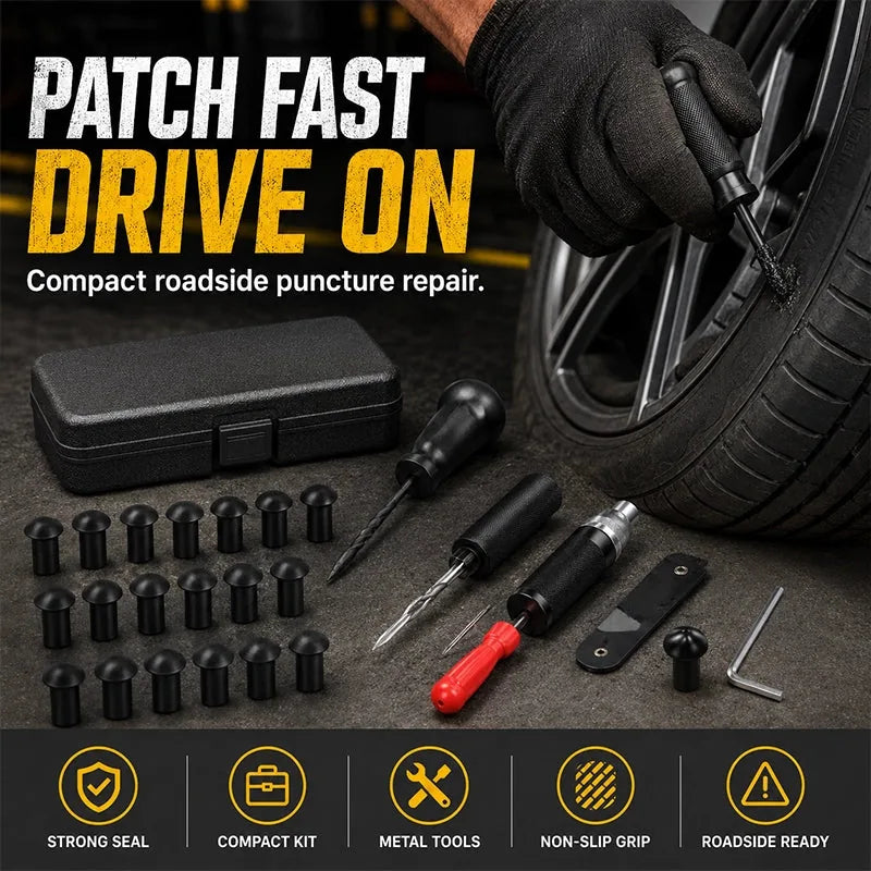🧰Mushroom Tire Puncture Repair Kit in Leather Case