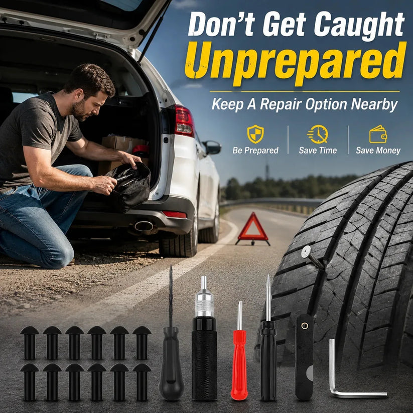 🧰Mushroom Tire Puncture Repair Kit in Leather Case